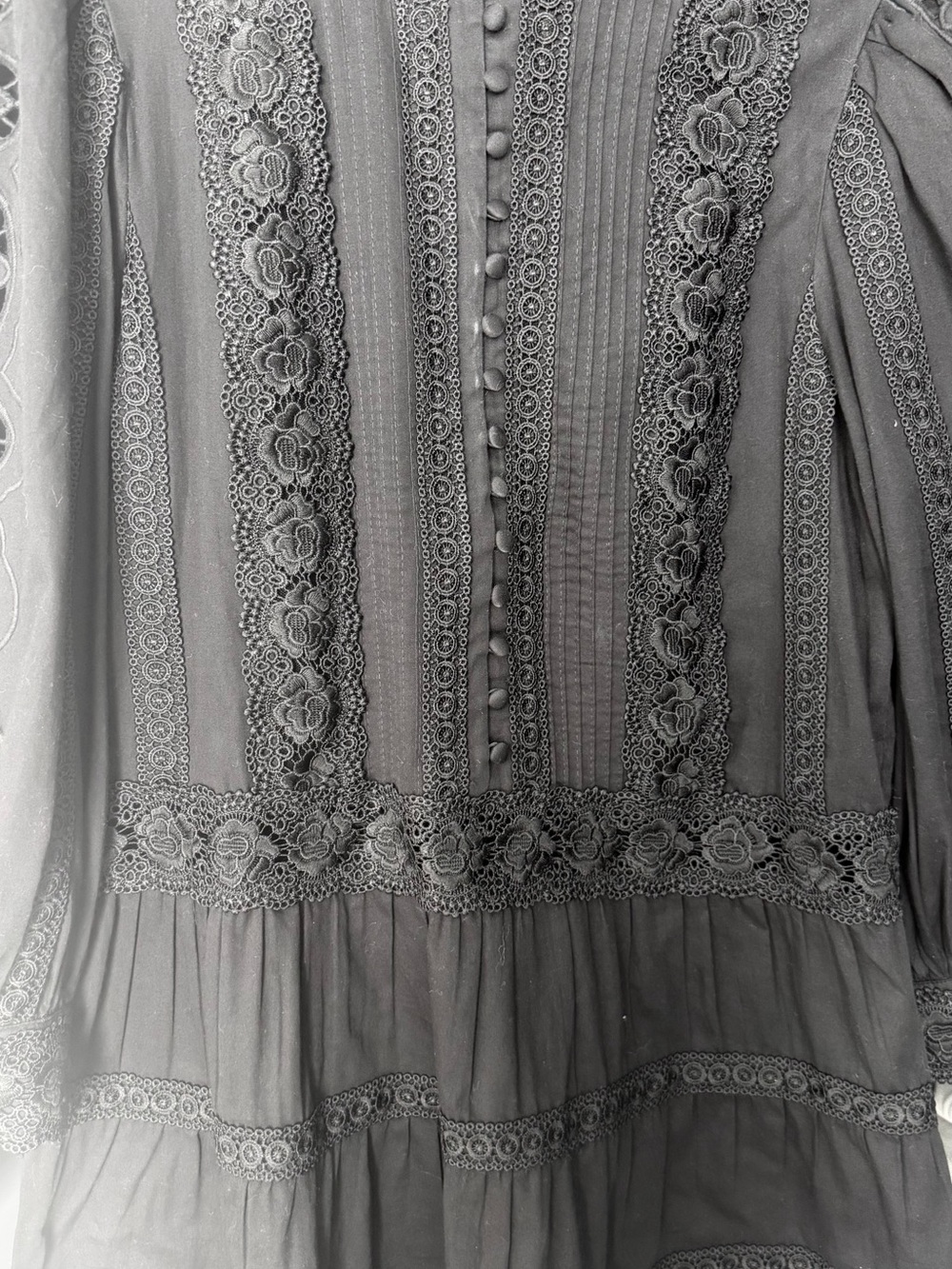 Alice + Olivia Black Lace-Trim Mini Dress - Picture 3 of 5